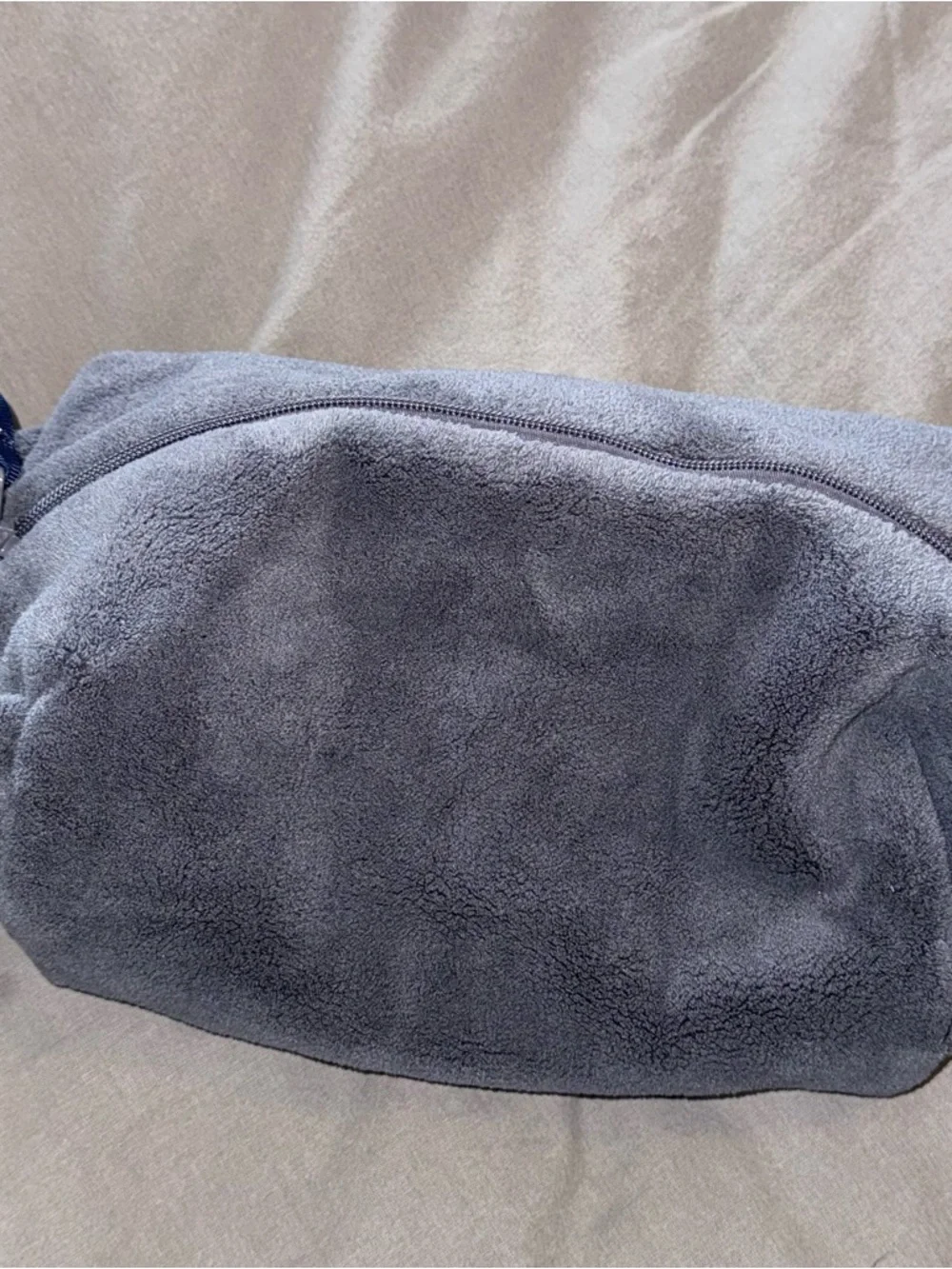 VOESH Grey Plush Toiletries Cosmetic Terry Cloth Pouch Logo